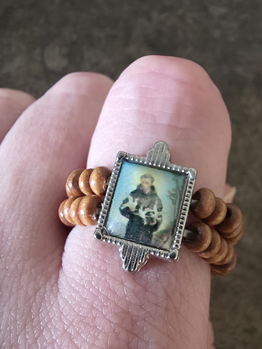 St. Francis Of Assisi Beaded Elastic Ring